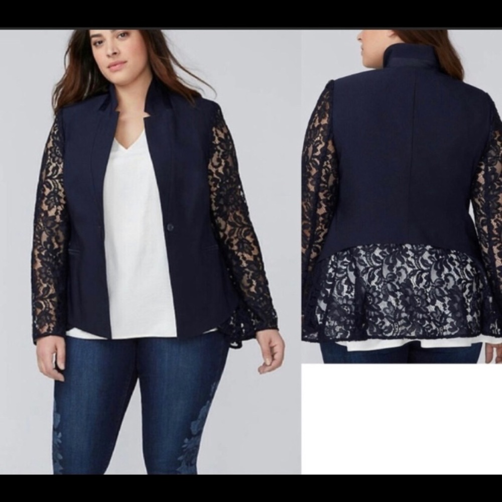 NEW LANE BRYANT PLUS SIZE Blue LACE JACKET SZ 16